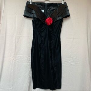 Vintage Gunne Sax Black Off Shoulder Velvet Dress Size 5 HOCO Prom Old Hollywood